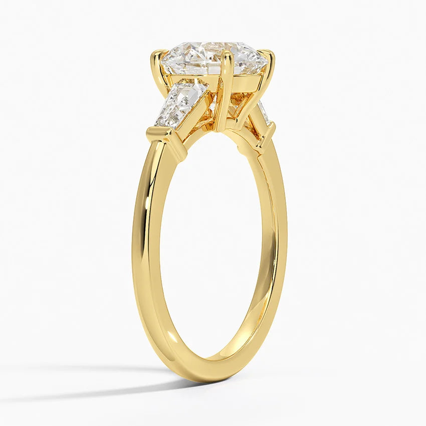 Symphony Three Stone Lab Grown Round Diamond Engagement Ring