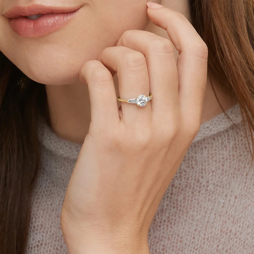 Symphony Three Stone Lab Grown Round Diamond Engagement Ring