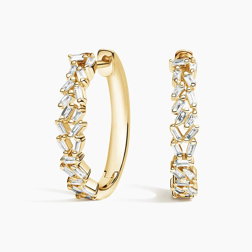Baguette Diamond Cluster Hoop Earrings (1ct. tw.) in 18K Gold