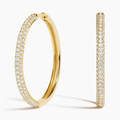 Lab Diamond Tube Hoop Earrings (1/2 ct. tw.) in 18K Yellow Gold