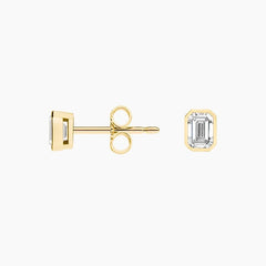 Emerald Cut Lab Diamond Bezel Stud Earrings (1/2 ct. tw.) in 18K Yellow Gold