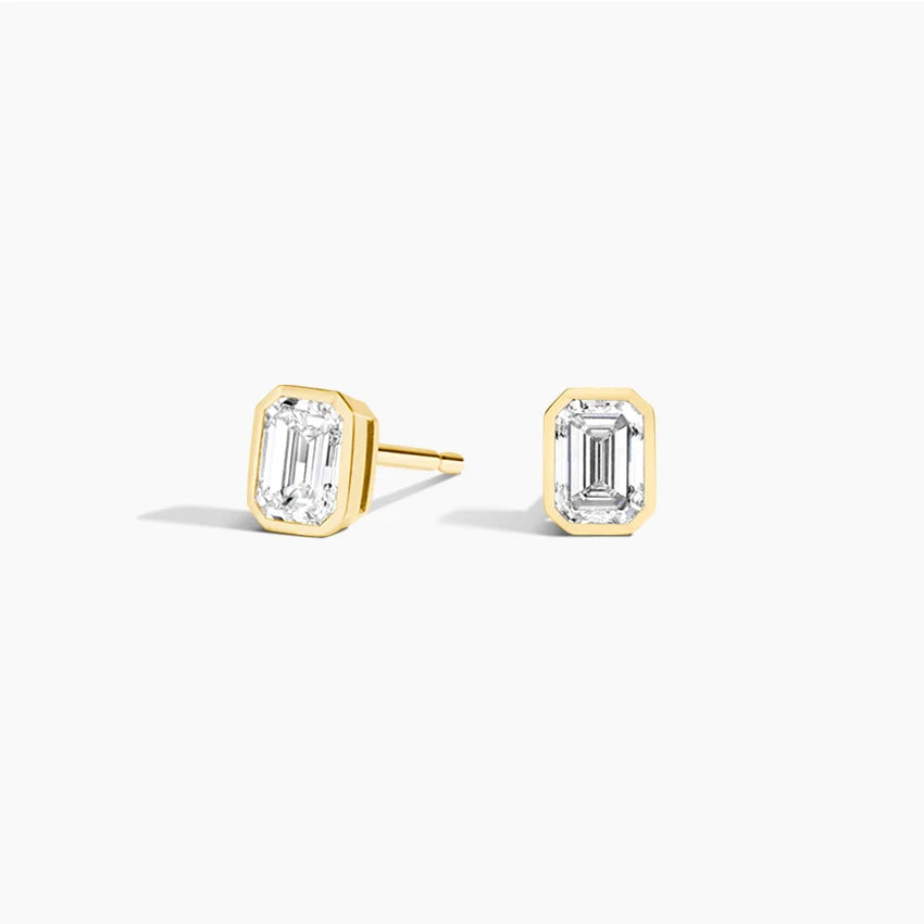 Emerald Cut Lab Diamond Bezel Stud Earrings (1/2 ct. tw.) in 18K Yellow Gold