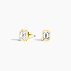 Emerald Cut Lab Diamond Bezel Stud Earrings (1/2 ct. tw.) in 18K Yellow Gold