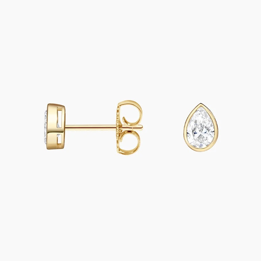 Pear Shaped Lab Diamond Bezel Stud Earrings (1/2 ct. tw.) in 18K Yellow Gold