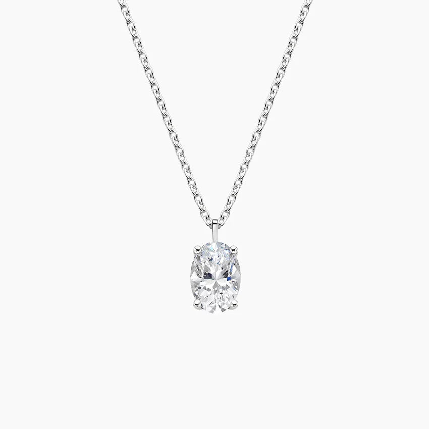 Oval Solitaire Diamond Pendant in 18K Gold