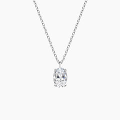 Oval Solitaire Diamond Pendant in 18K Gold