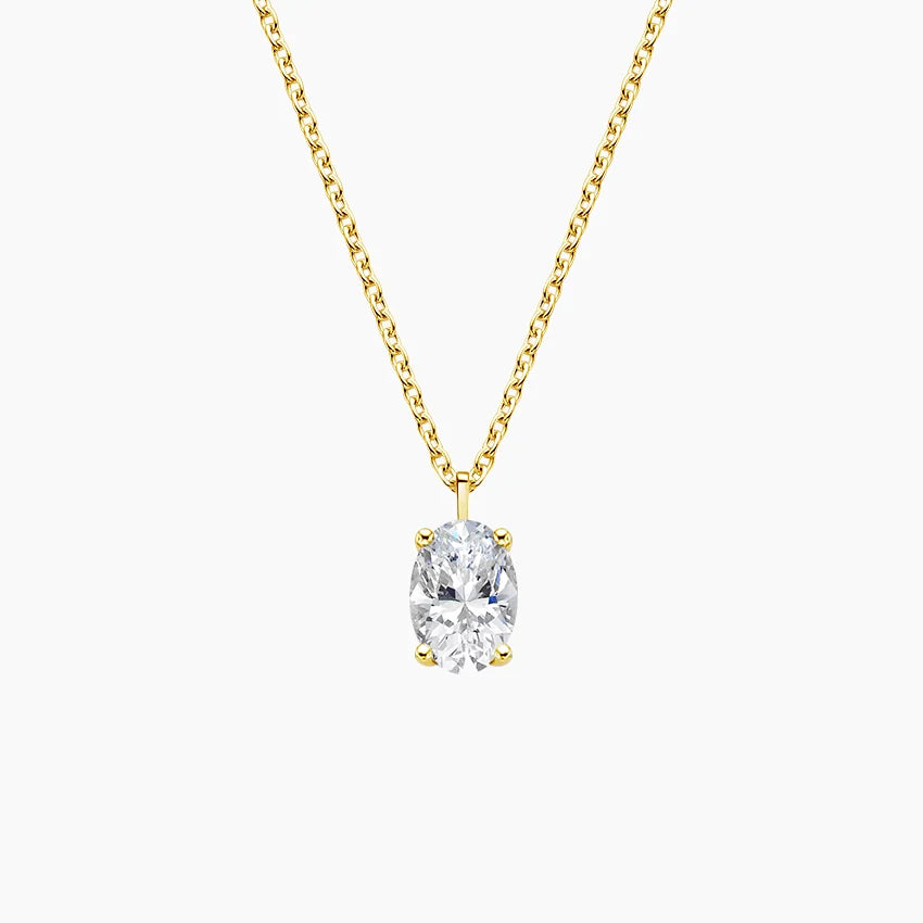 Oval Solitaire Diamond Pendant in 18K Gold