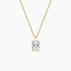 Oval Solitaire Diamond Pendant in 18K Gold