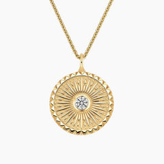 Sun Lab Diamond Medallion Necklace in 18K Yellow Gold