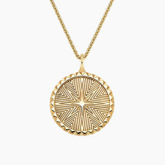 Star Lab Diamond Medallion Necklace in 18K Yellow Gold