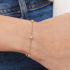 Five Diamond Bezel Bracelet (1/2 ct. tw.) in 18K Gold